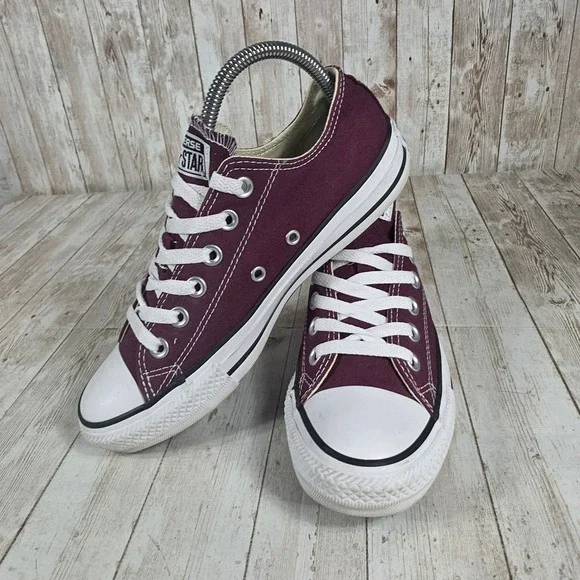 Converse All Star Maroon Low Top Canvas Sneakers Women's Size 7 Casual Shoes - Picture 5 of 8